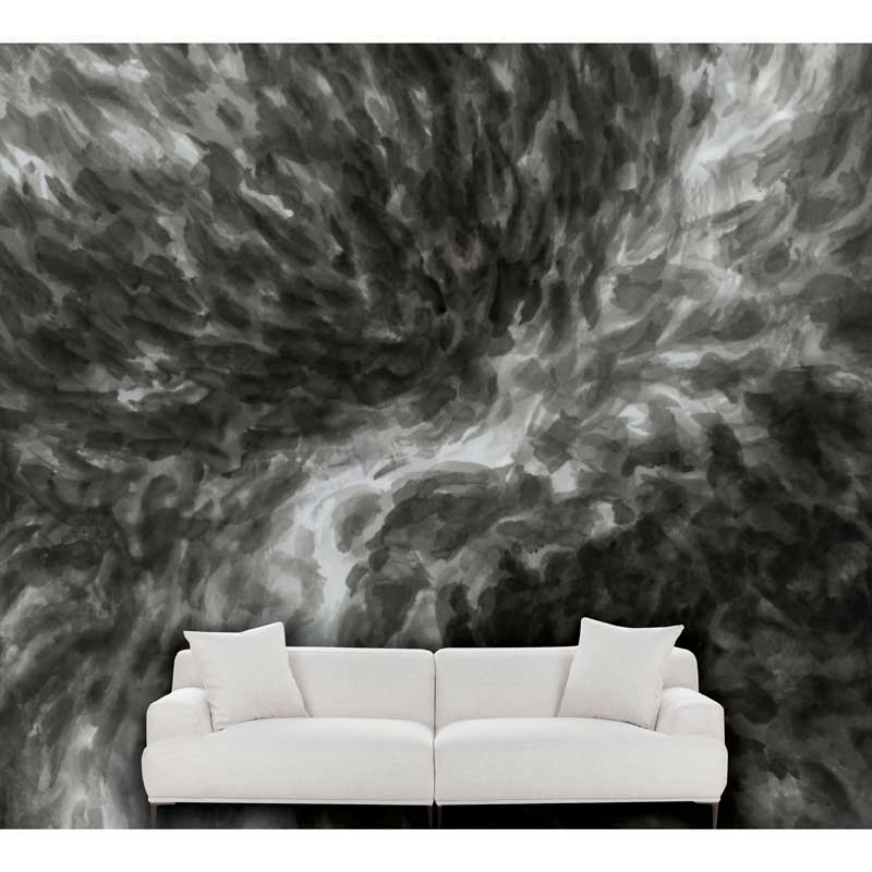 CASCATA | Artist LORI STEIN captures the exhilarating rush of a waterfall in masterful brushstrokes in black and white. SHOP Peel and Stick Wall Art Murals.