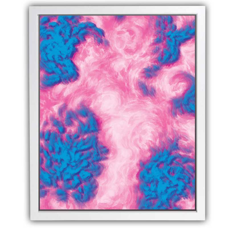 SAMBA | Artist LORI STEIN captures the frenetic energy of samba moves with writhing brushstrokes in hot pink and blue.  SHOP Prints on Canvas, Framed - Unframed.